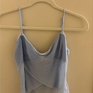 Edikted Pale Blue Lace-Trim Cami with Pink Logo Tag